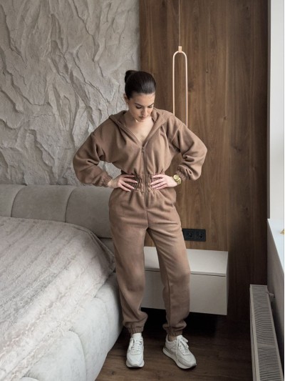 Жiночий теплий комбінезон iз флiса кавового кольору 35866