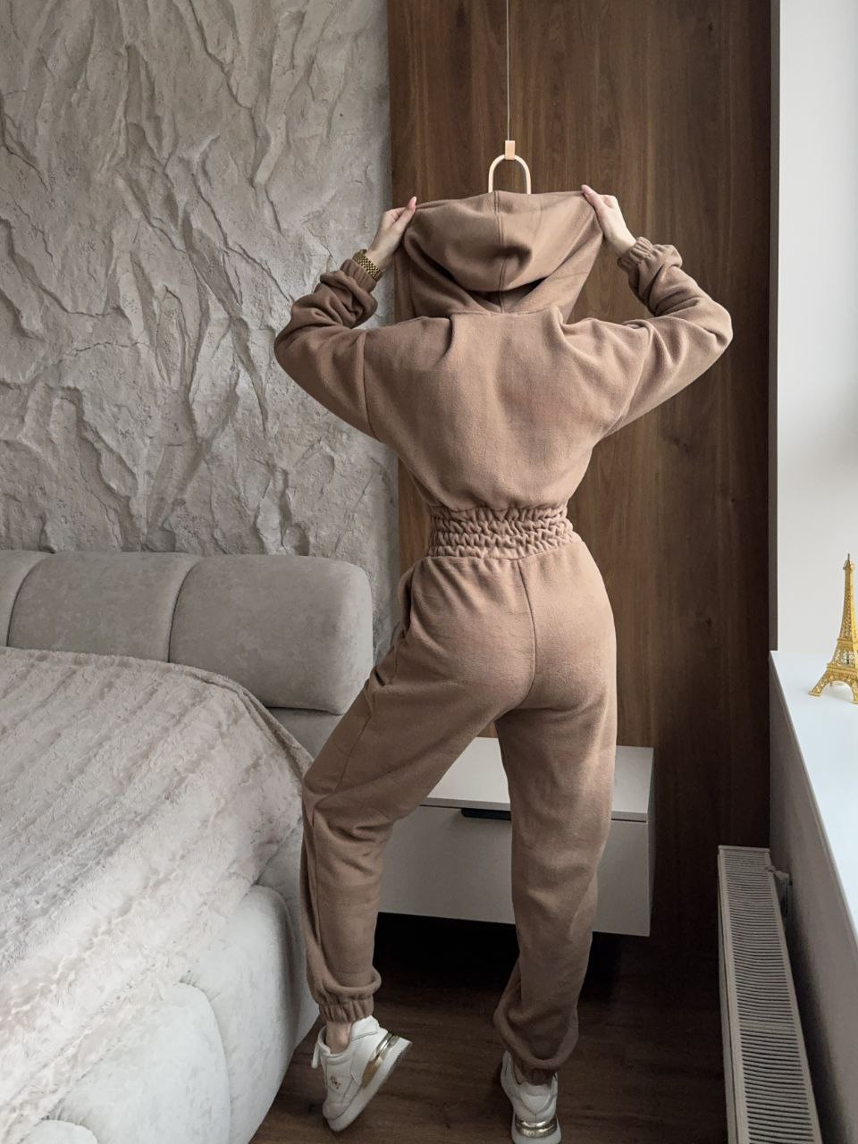 Жiночий теплий комбінезон iз флiса кавового кольору 35866