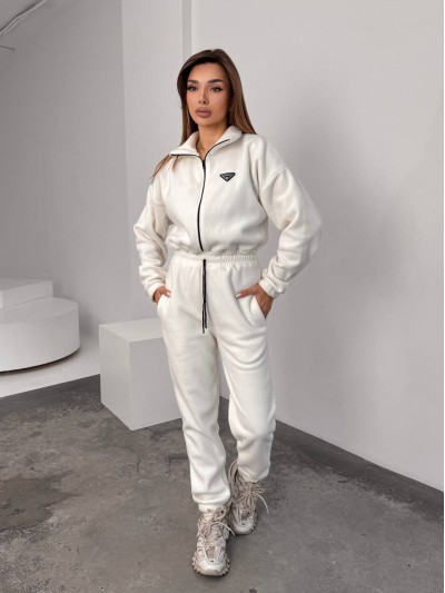 Жiночий теплий комбінезон iз флiса молочного кольору 35894