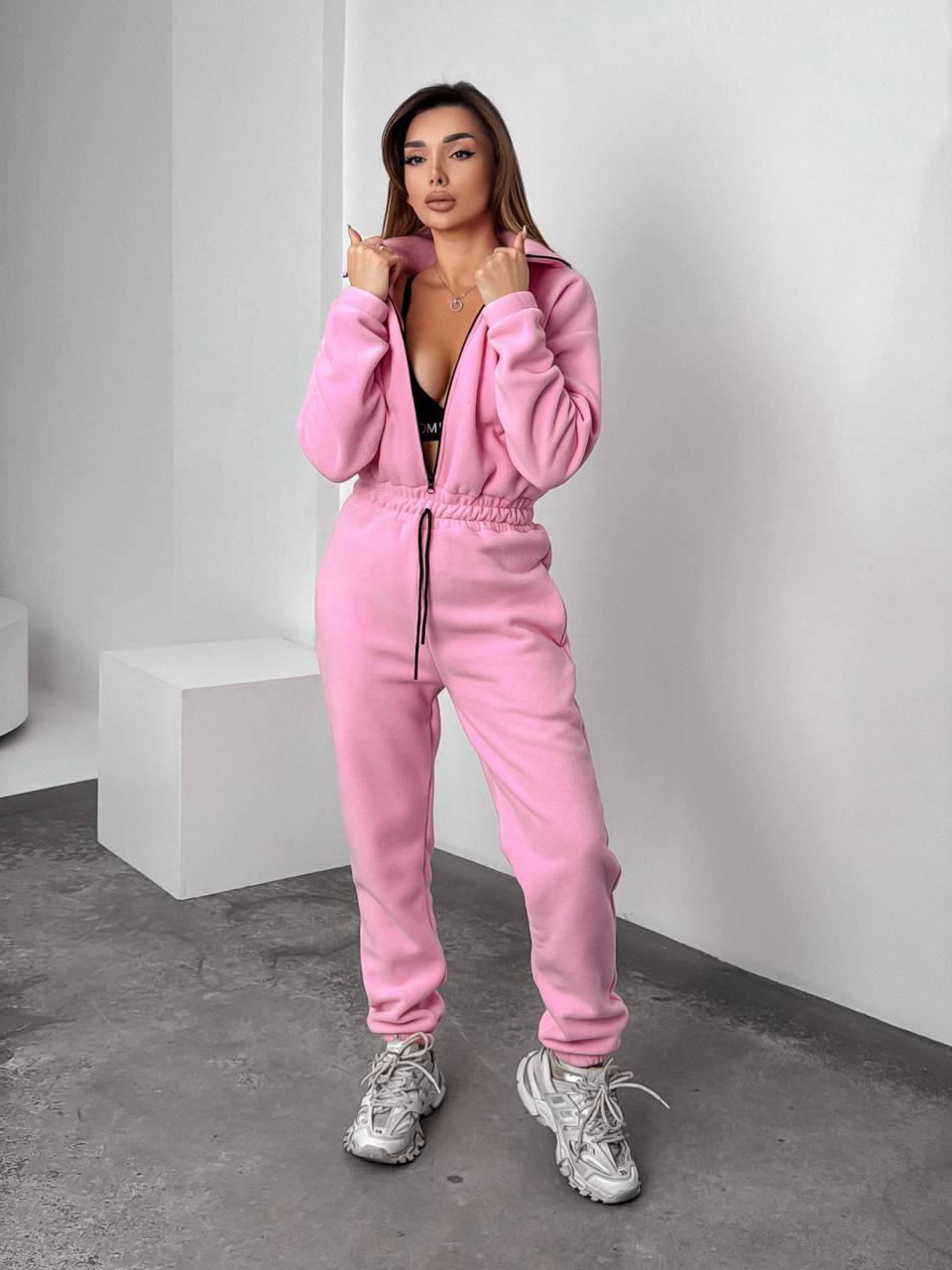 Жiночий теплий комбінезон iз флiса рожевого кольору 35891
