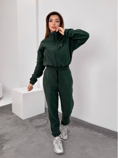 Жiночий теплий комбінезон iз флiса зеленого кольору 35890