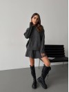 Женский теплый костюм 2-ка с юбкой графитового цвета 35269