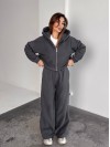 Жіночий теплий костюм iз фліса графiтового кольору 35981