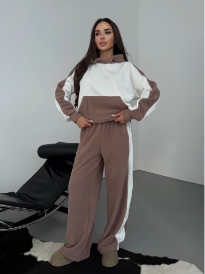 Жіночий теплий костюм iз флiса кавового кольору 35586