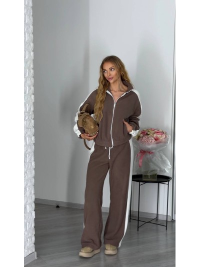 Жiночий теплий костюм iз флiса кавового кольору 36090
