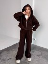 Жіночий теплий костюм iз фліса коричневого кольору 35986