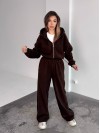 Жіночий теплий костюм iз фліса коричневого кольору 35986