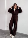Жіночий теплий костюм iз фліса коричневого кольору 35986