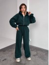 Жіночий теплий костюм iз фліса зеленого кольору 35985