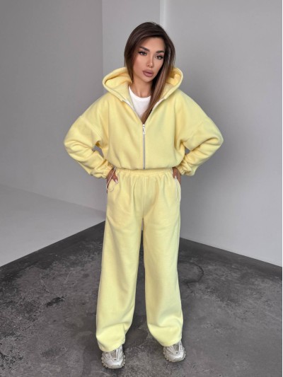 Жіночий теплий костюм iз фліса жовтого кольору 35988