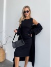 Жіночий теплий костюм кардиган+сукня чорного кольору 34892