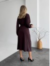 Жіночий теплий костюм кардиган+сукня коричневого кольору 34889