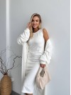 Жіночий теплий костюм кардиган+сукня молочного кольору 34890