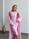 Жіночий теплий костюм кардиган+сукня рожевого кольору 34891