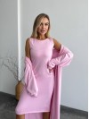 Жіночий теплий костюм кардиган+сукня рожевого кольору 34891