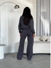 Жіночий теплий костюм на флiсi графiтового кольору 35174