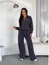 Жіночий теплий костюм на флiсi графiтового кольору 35174