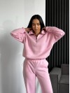 Жіночий теплий костюм на флiсi рожевого кольору 35178