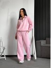 Жіночий теплий костюм на флiсi рожевого кольору 35178