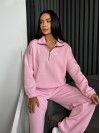 Жіночий теплий костюм на флiсi рожевого кольору 35178
