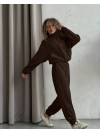 Жіночий теплий костюм на змiйцi коричневого кольору 35136