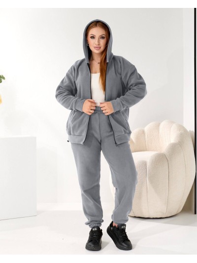 Жiночий теплий костюм на змiйцi сiрого кольору 35868