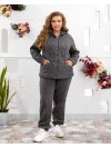 Жіночий теплий костюм штани джогери+куртка графiтового кольору 35097