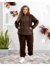 Жіночий теплий костюм штани джогери+куртка коричневого кольору 35096