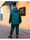 Жіночий теплий костюм штани+куртка смарагдового кольору 35081