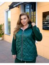 Жіночий теплий костюм штани+куртка смарагдового кольору 35081