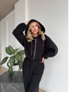 Жіночий теплий костюм вiльного крою чорного кольору 35292