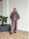 Жіночий теплий костюм вiльного крою кавового кольору 35294