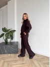 Жіночий теплий костюм вiльного крою коричневого кольору 35293