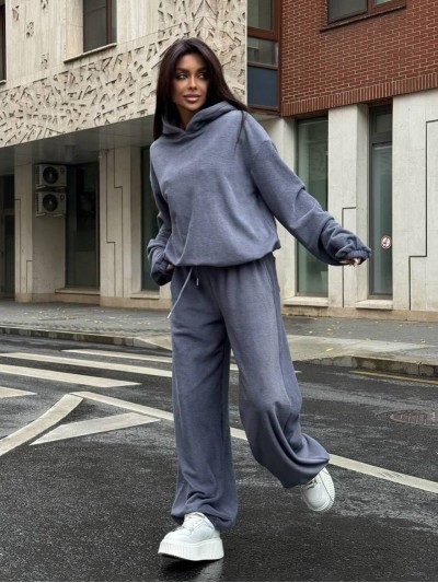 Жiночий теплий костюм з флiсi сiрого кольору 36003