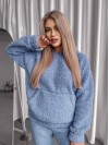 Жіночий теплий костюм з хутра Теддi блакитного кольору 35884