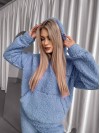 Жіночий теплий костюм з хутра Теддi блакитного кольору 35884