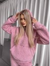 Жіночий теплий костюм з хутра Теддi рожевого кольору 35883