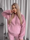 Жіночий теплий костюм з хутра Теддi рожевого кольору 35883