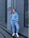 Женский теплый костюм с капюшоном голубого цвета 34512