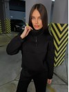 Жіночий теплий костюм з капюшоном чорного кольору 35439