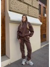 Жіночий теплий костюм з капюшоном кавового кольору 34516