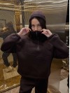 Жіночий теплий костюм з капюшоном коричневого кольору 35440