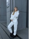 Жіночий теплий костюм з капюшоном молочного кольору 34513