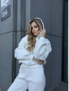 Жіночий теплий костюм з капюшоном молочного кольору 34513