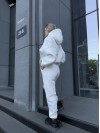 Жіночий теплий костюм з капюшоном молочного кольору 34513