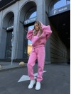 Жіночий теплий костюм з капюшоном рожевого кольору 34515