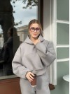 Жіночий теплий костюм з капюшоном сiрого кольору 35417