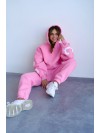 Жіночий теплий костюм з написом рожевого кольору 34217
