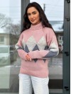 Жіночий теплий светр із горловиною рожевого кольору 30268