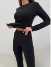 Жіночий теплий термокостюм чорного кольору 35782